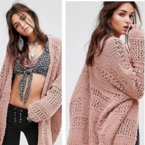 Free People Saturday Morning Chunky Knit Open Cardigan - Picture 2 of 4